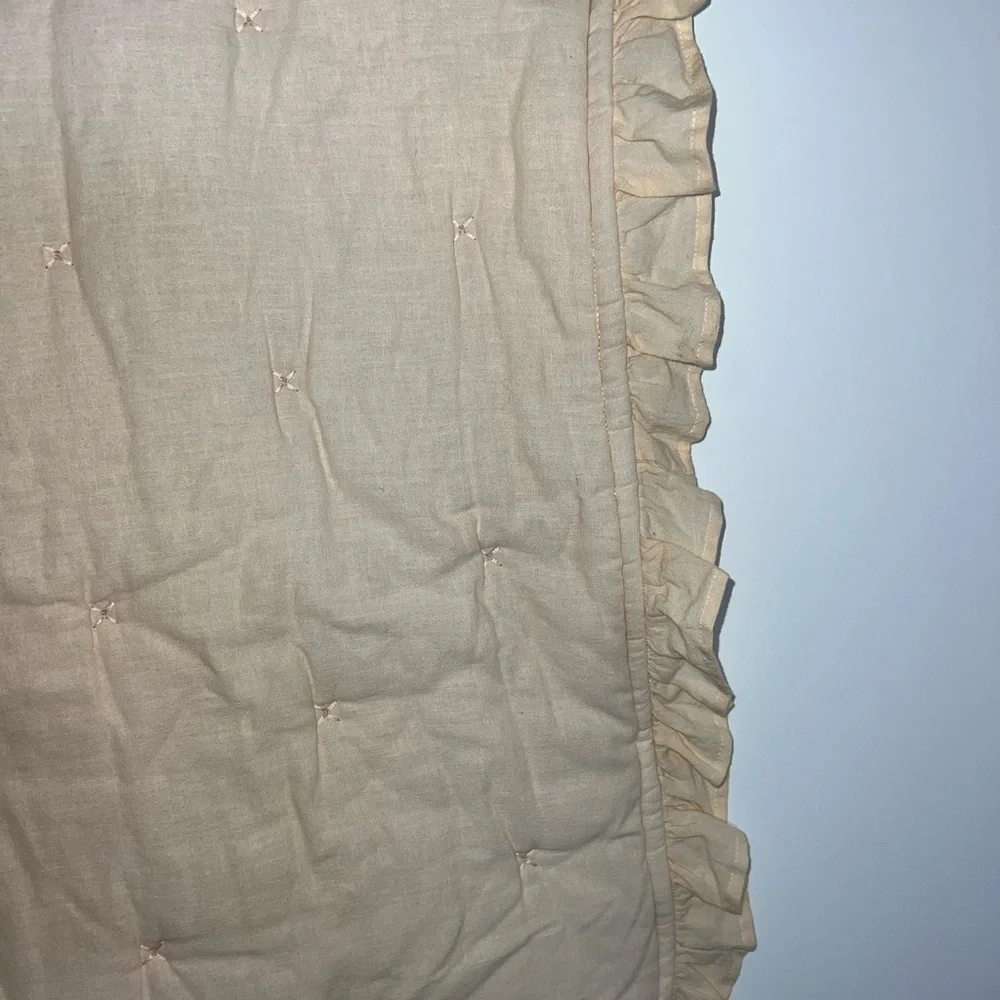 Anthropologie quilted Ruffled pillow case Cover set of 2